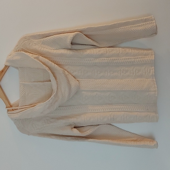 Vintage Binghamton Knitting Co. Aran Knit Hooded Sweater Oversized 100% Cotton - Picture 2 of 6